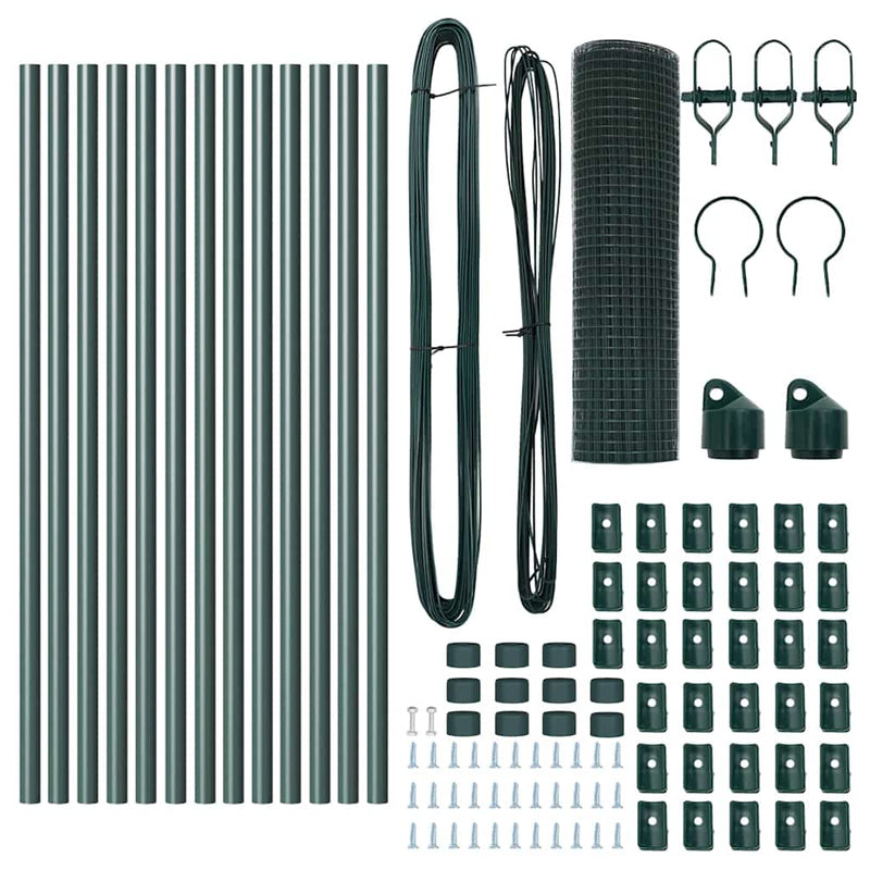 vidaXL Kerítés oszlopokkal Zöld 0.5 x 25 m Acél
