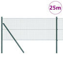vidaXL Kerítés oszlopokkal Zöld 0.8 x 25 m Acél