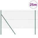 vidaXL Kerítés oszlopokkal Zöld 1.4 x 25 m Acél