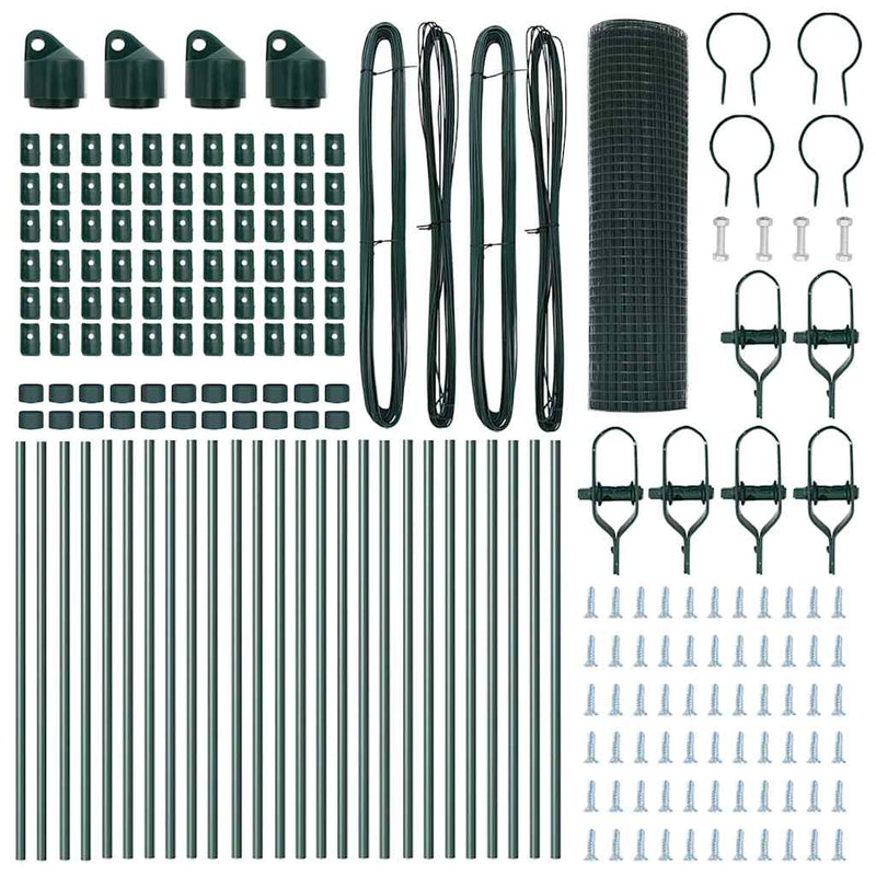 vidaXL Kerítés oszlopokkal Zöld 0.4 x 50 m Acél