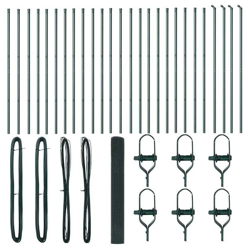 vidaXL Kerítés oszlopokkal Zöld 1 x 50 m Acél