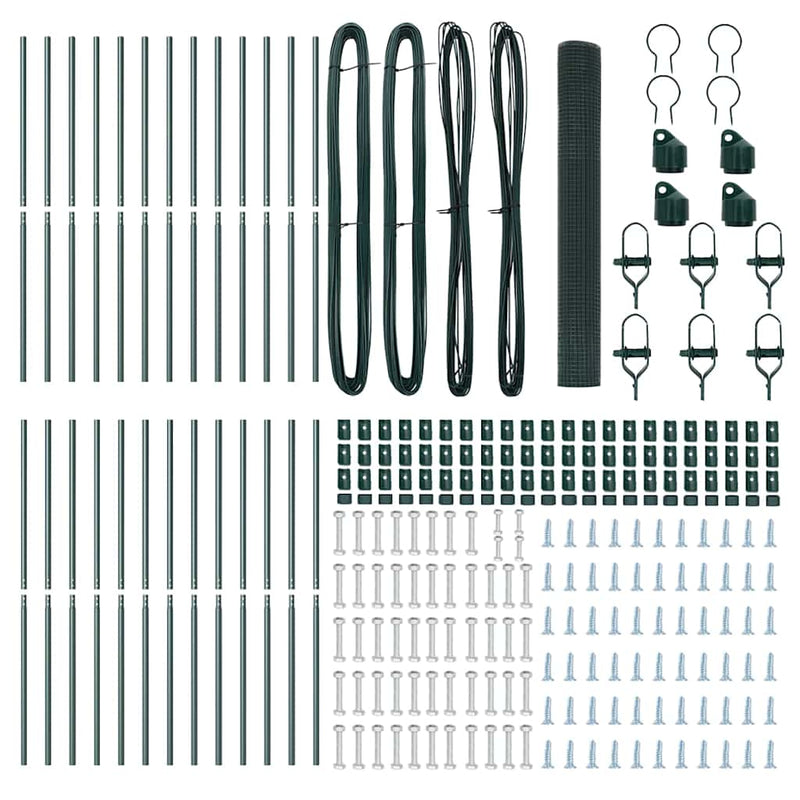 vidaXL Kerítés oszlopokkal Zöld 1.4 x 50 m Acél