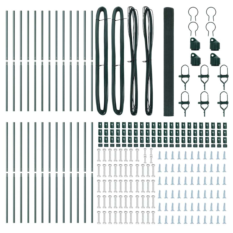 vidaXL Kerítés oszlopokkal Zöld 1.5 x 50 m Acél