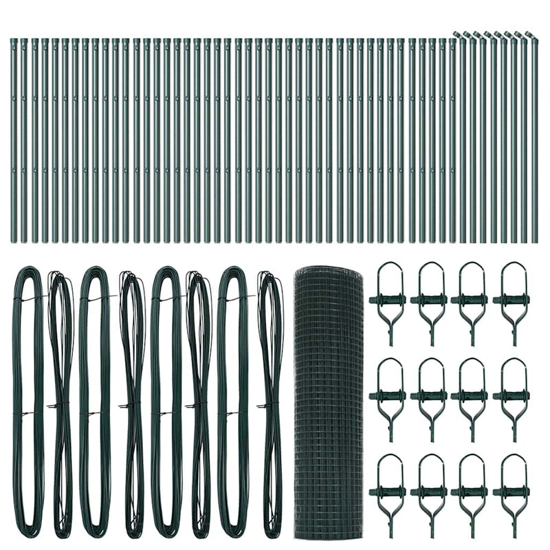 vidaXL Kerítés oszlopokkal Zöld 0.6 x 100 m Acél