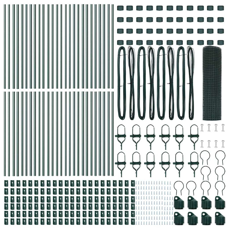 vidaXL Kerítés oszlopokkal Zöld 0.8 x 100 m Acél