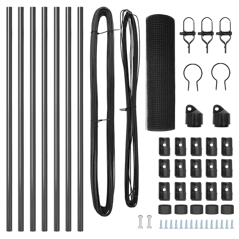 vidaXL Kerítés oszlopokkal Szürke 0,6 x 10 m Acél