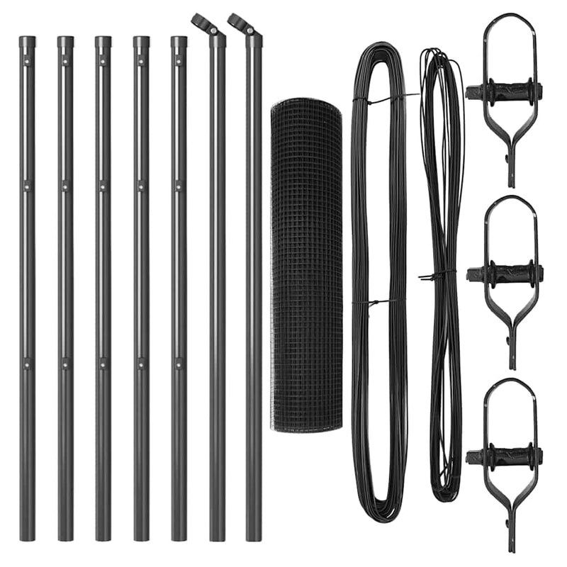 vidaXL Kerítés oszlopokkal Szürke 0,6 x 10 m Acél