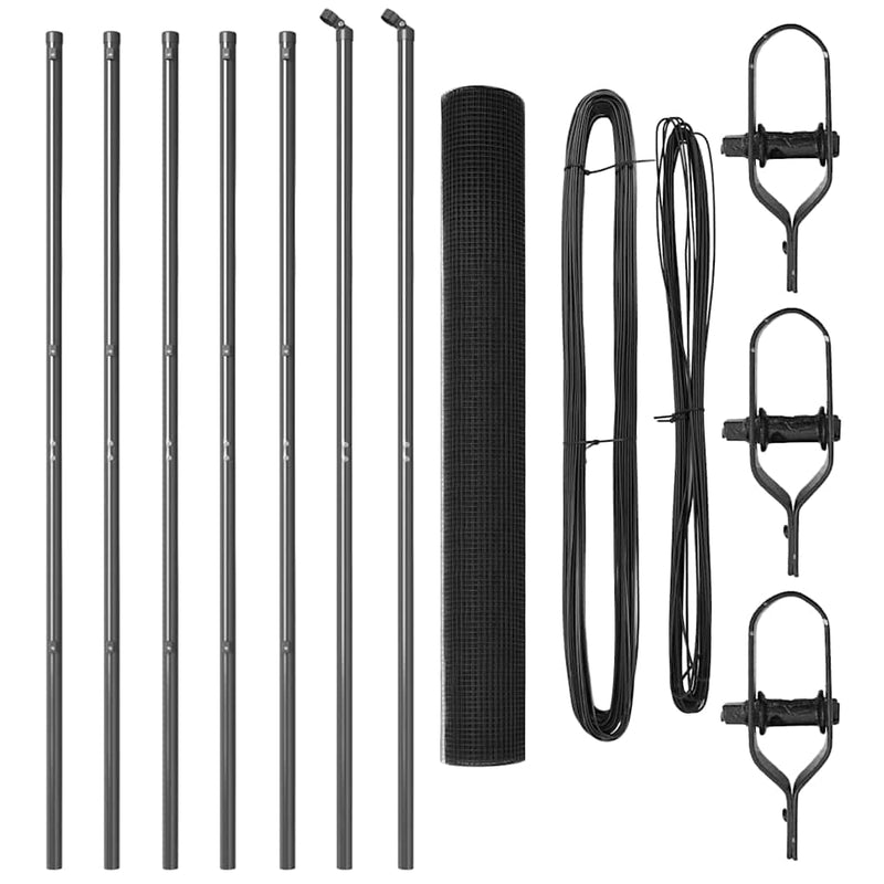 vidaXL Kerítés oszlopokkal Szürke 1.2 x 10 m Acél