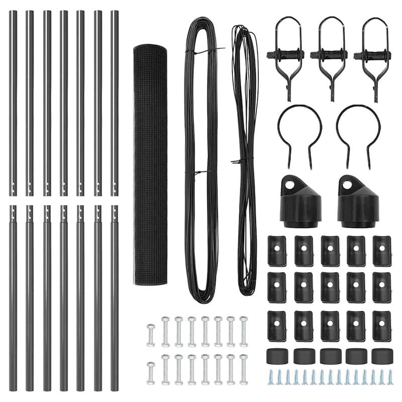 vidaXL Kerítés oszlopokkal Szürke 1.4 x 10 m Acél
