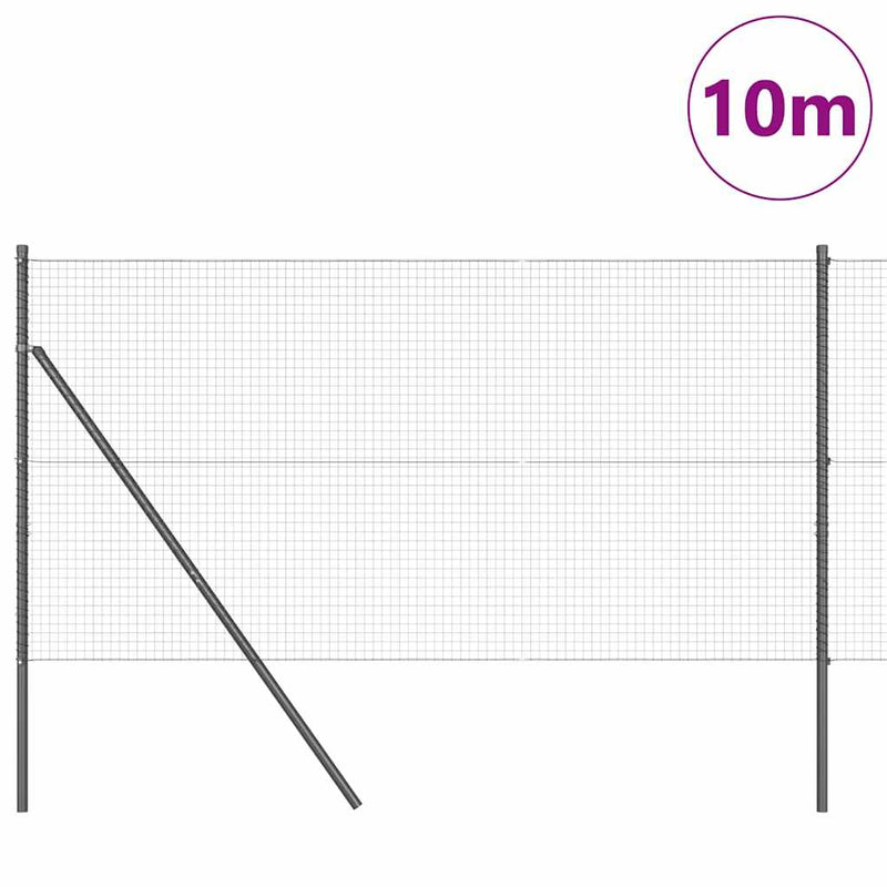 vidaXL Kerítés oszlopokkal Szürke 1.4 x 10 m Acél