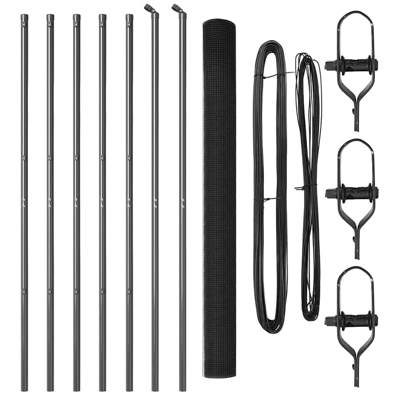 vidaXL Kerítés oszlopokkal Szürke 1.5 x 10 m Acél