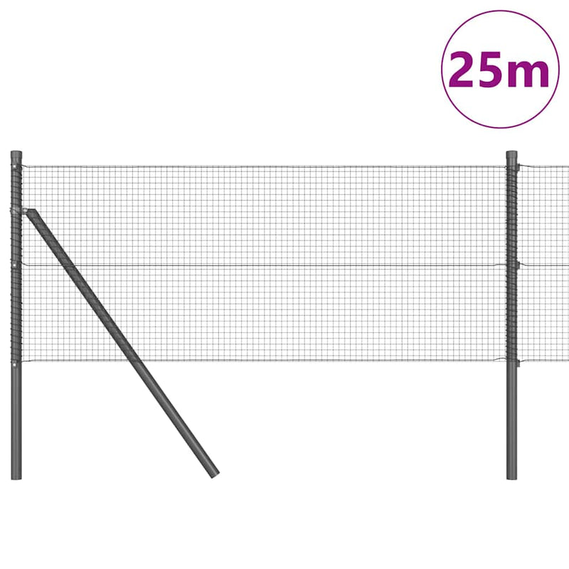 vidaXL Kerítés oszlopokkal Szürke 0.5 x 25 m Acél
