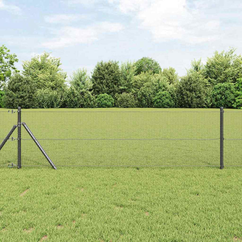 vidaXL Kerítés oszlopokkal Szürke 0,6 x 25 m Acél