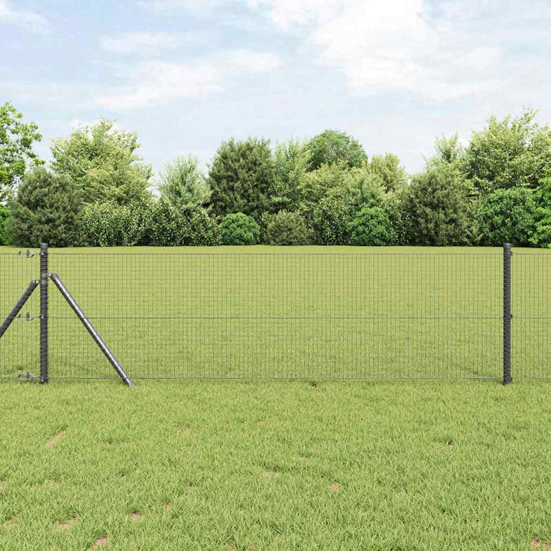 vidaXL Kerítés oszlopokkal Szürke 0.8 x 25 m Acél