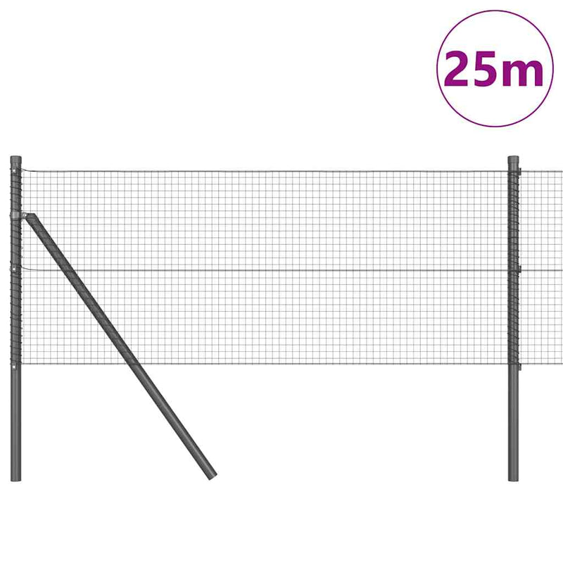 vidaXL Kerítés oszlopokkal Szürke 0.8 x 25 m Acél