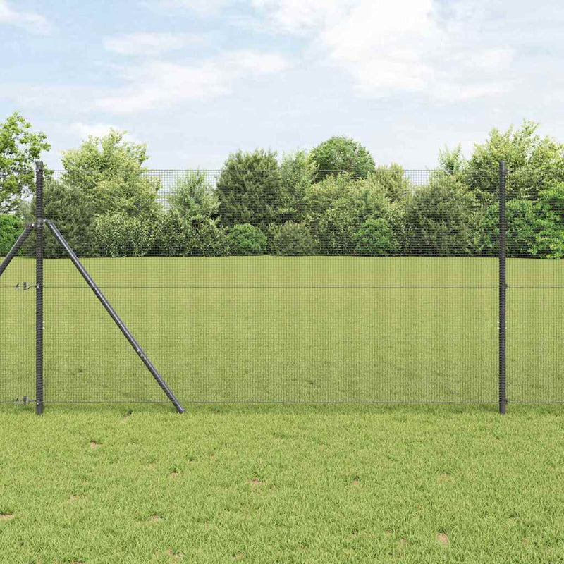 vidaXL Kerítés oszlopokkal Szürke 1 x 25 m Acél