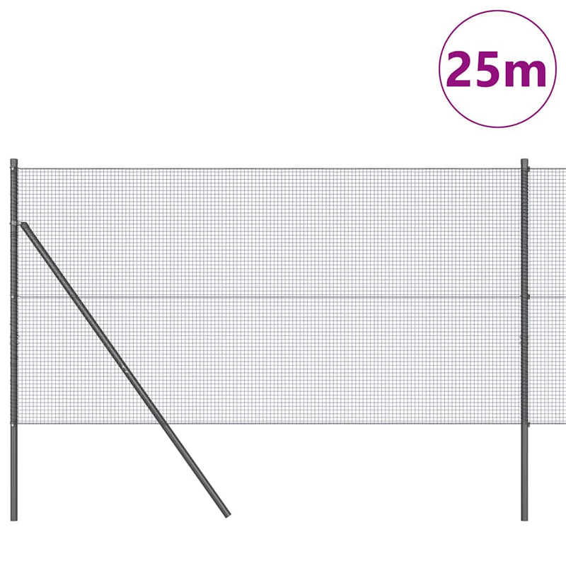 vidaXL Kerítés oszlopokkal Szürke 1.2 x 25 m Acél