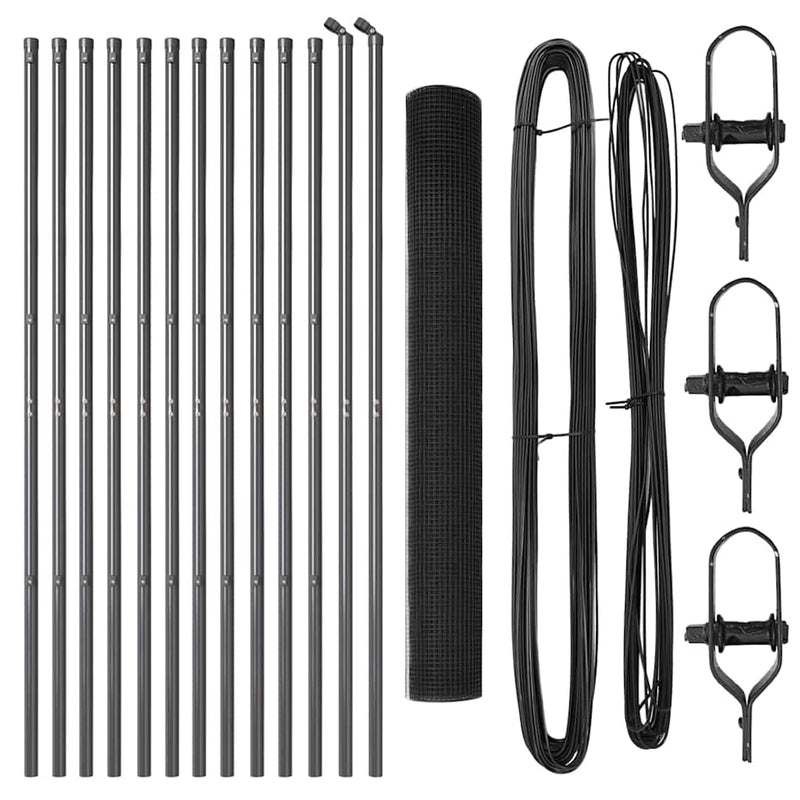 vidaXL Kerítés oszlopokkal Szürke 1.2 x 25 m Acél