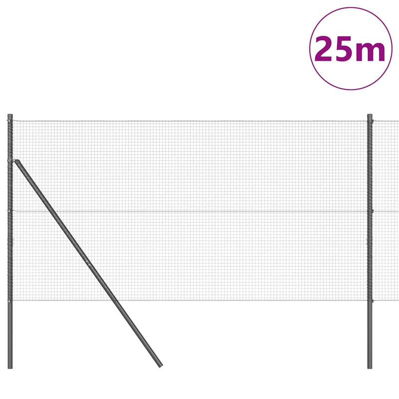 vidaXL Kerítés oszlopokkal Szürke 1.2 x 25 m Acél