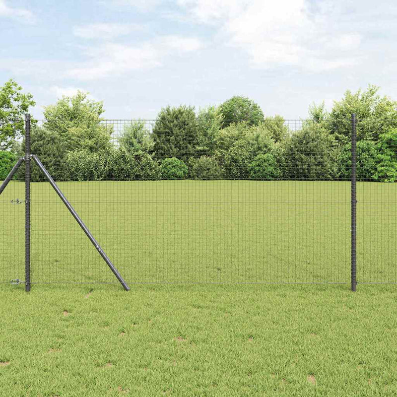 vidaXL Kerítés oszlopokkal Szürke 1.4 x 25 m Acél