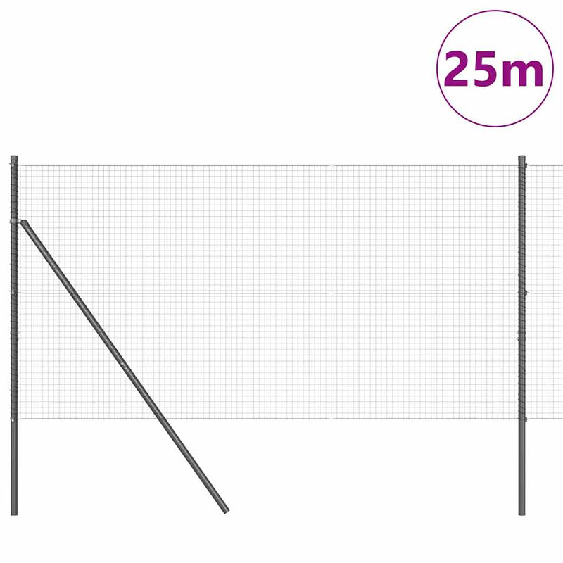 vidaXL Kerítés oszlopokkal Szürke 1.4 x 25 m Acél