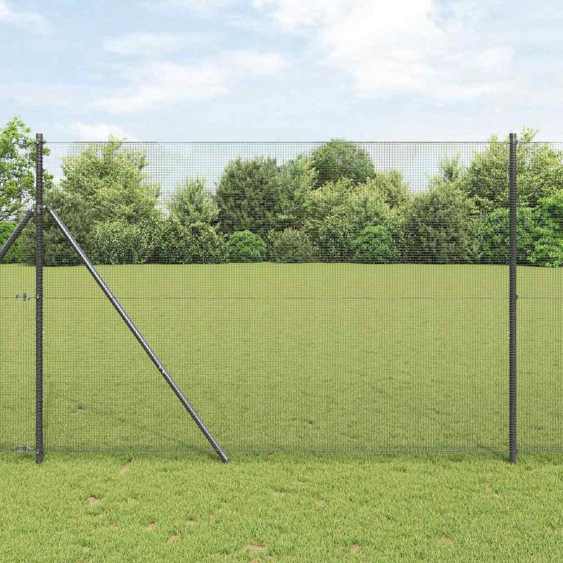 vidaXL Kerítés oszlopokkal Szürke 1.6 x 25 m Acél