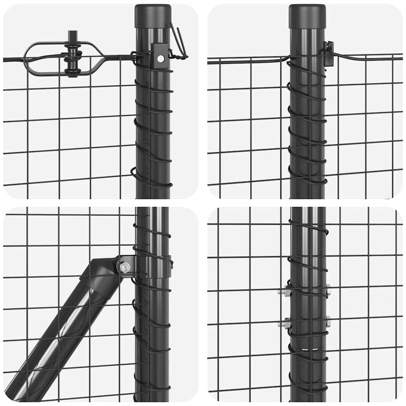 vidaXL Kerítés oszlopokkal Szürke 1.6 x 25 m Acél