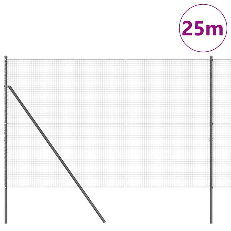 vidaXL Kerítés oszlopokkal Szürke 1.6 x 25 m Acél