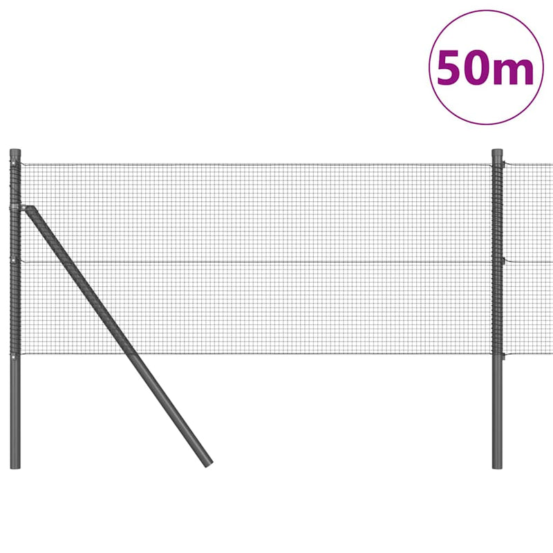 vidaXL Kerítés oszlopokkal Szürke 0.5 x 50 m Acél