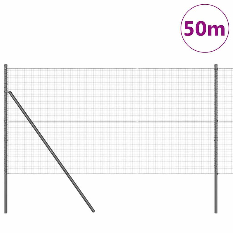 vidaXL Kerítés oszlopokkal Szürke 1 x 50 m Acél
