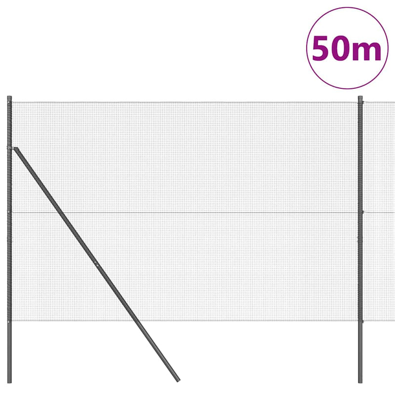 vidaXL Kerítés oszlopokkal Szürke 1.5 x 50 m Acél