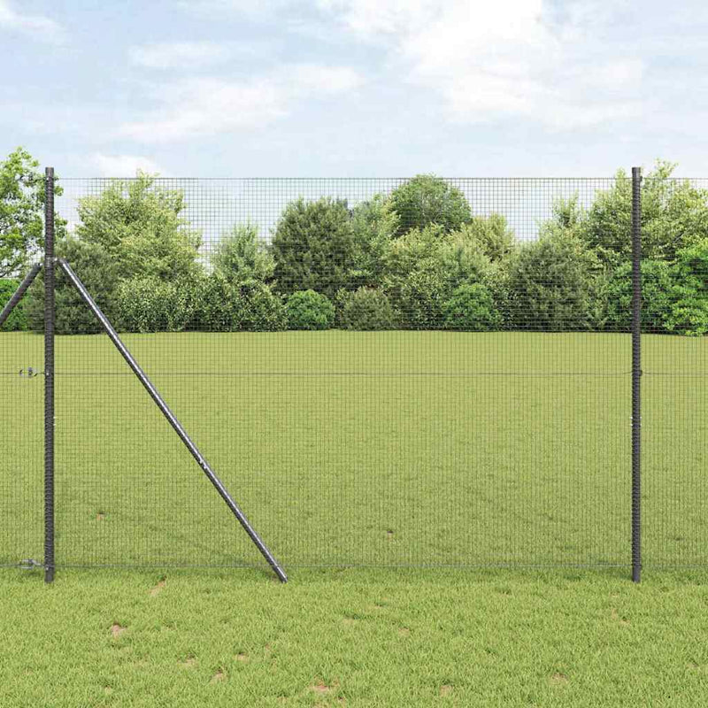 vidaXL Kerítés oszlopokkal Szürke 1.5 x 50 m Acél