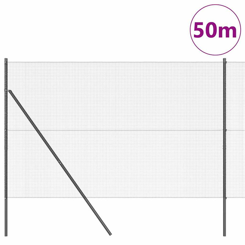 vidaXL Kerítés oszlopokkal Szürke 1.5 x 50 m Acél
