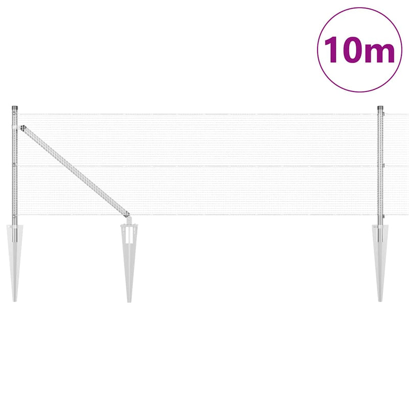 vidaXL Kerítés oszlopokkal Ezüst 0,4 x 10 m Acél