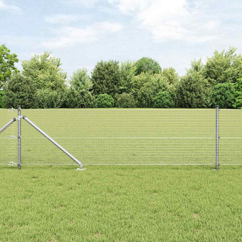 vidaXL Kerítés oszlopokkal Ezüst 0.5 x 10 m Acél