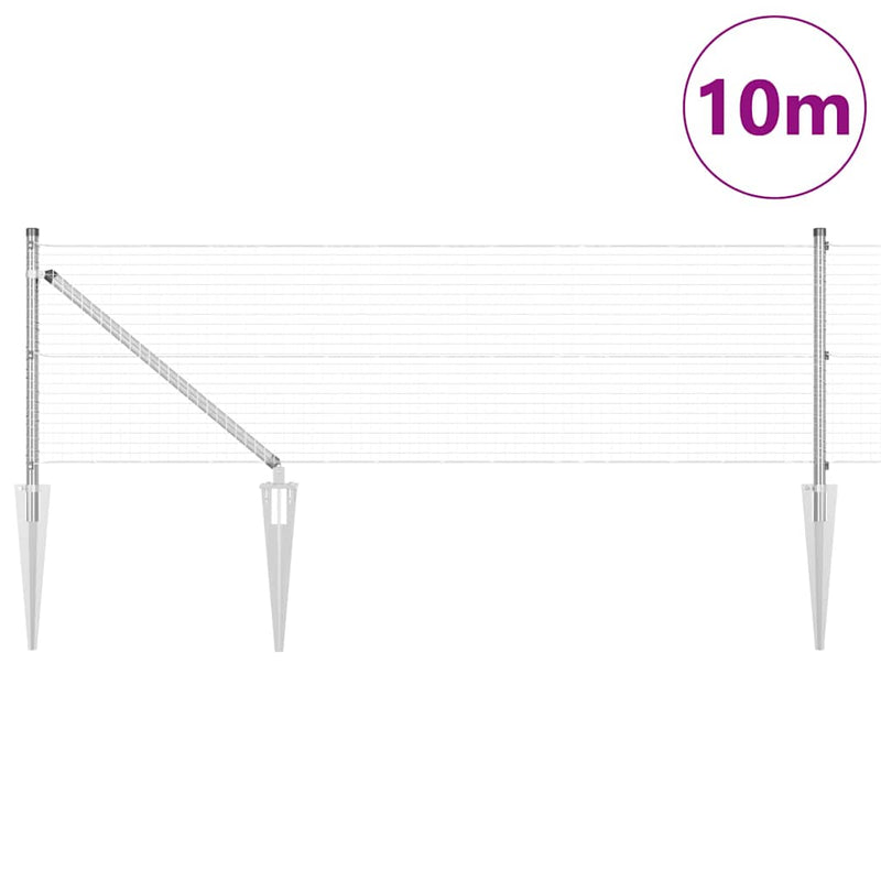 vidaXL Kerítés oszlopokkal Ezüst 0,6 x 10 m Acél