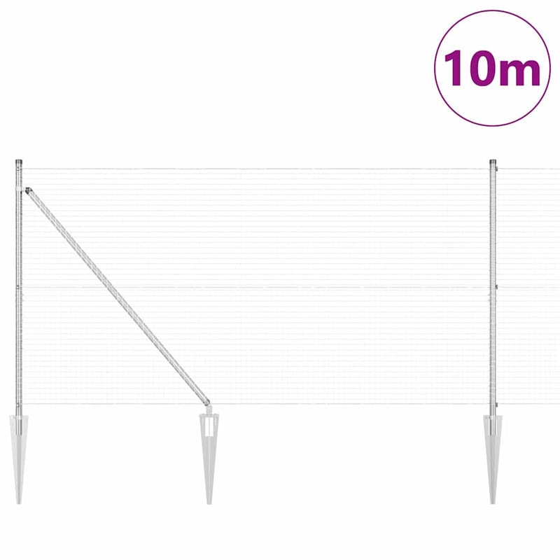 vidaXL Kerítés oszlopokkal Ezüst 0.8 x 10 m Acél