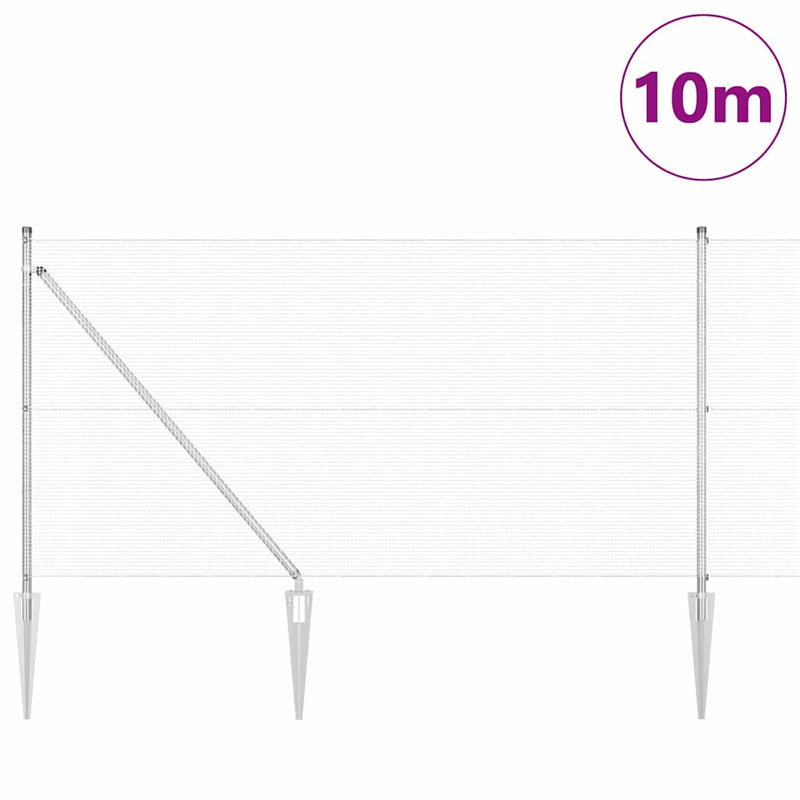 vidaXL Kerítés oszlopokkal Ezüst 1 x 10 m Acél