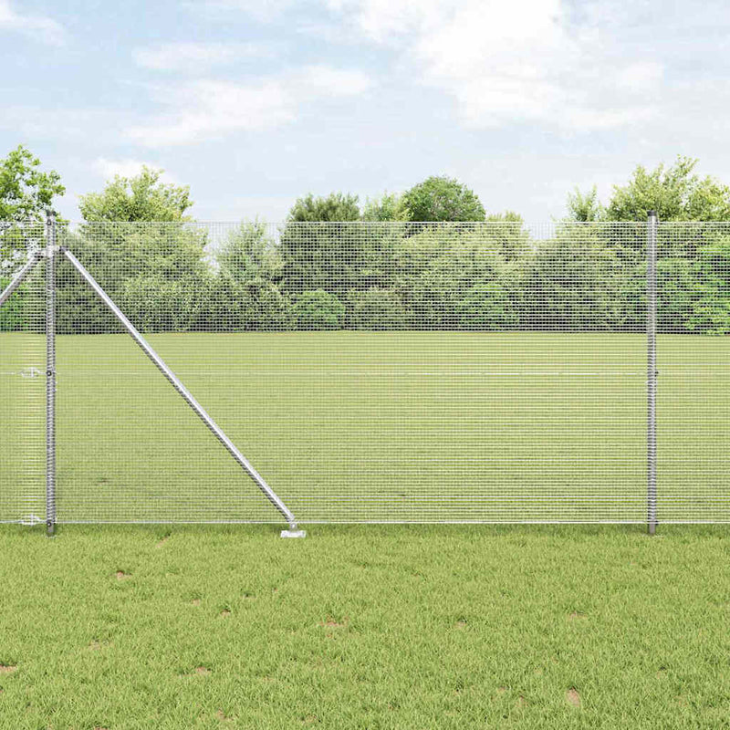 vidaXL Kerítés oszlopokkal Ezüst 1.2 x 10 m Acél