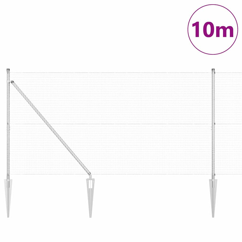 vidaXL Kerítés oszlopokkal Ezüst 1.4 x 10 m Acél