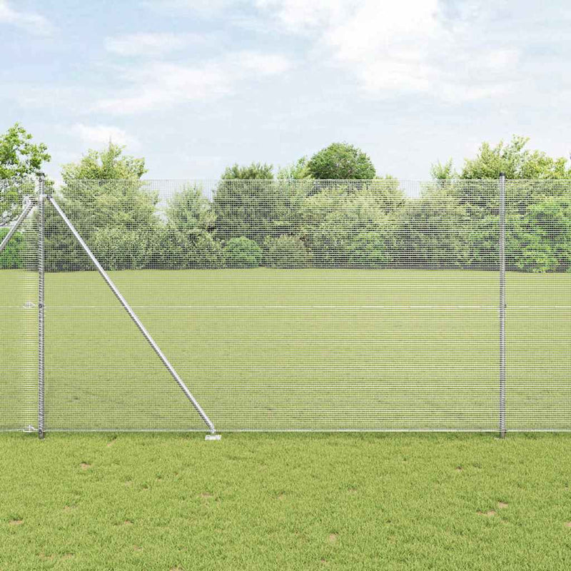vidaXL Kerítés oszlopokkal Ezüst 1.6 x 10 m Acél