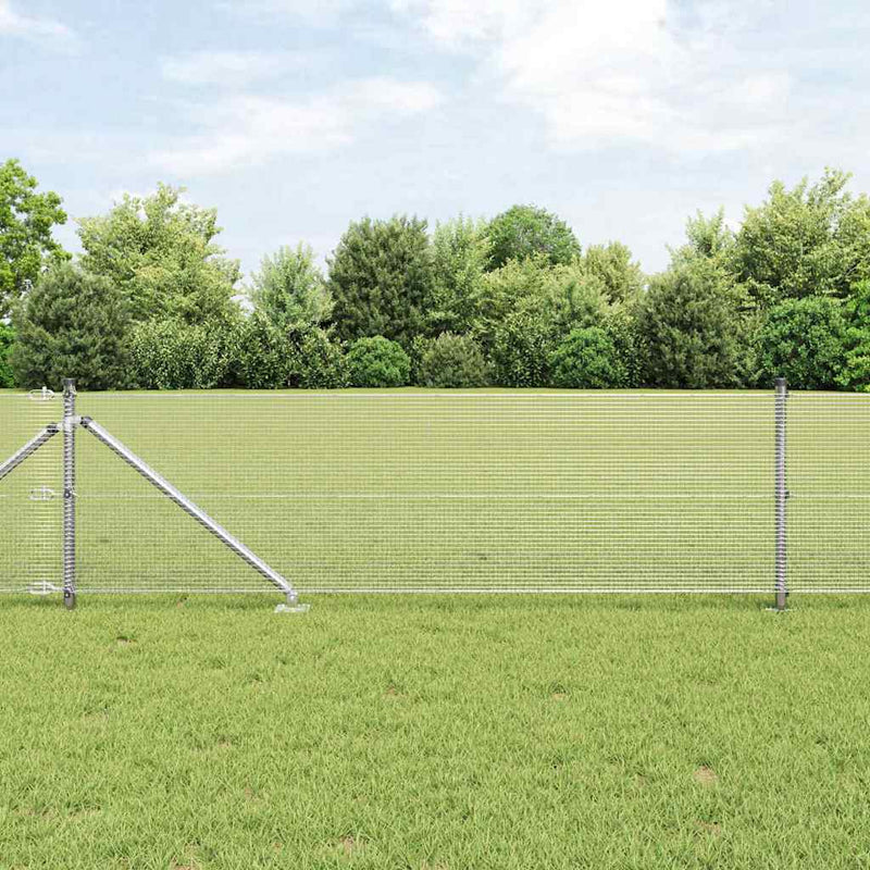 vidaXL Kerítés oszlopokkal Ezüst 0,4 x 25 m Acél
