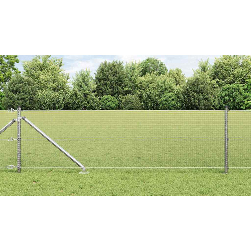 vidaXL Kerítés oszlopokkal Ezüst 0.5 x 25 m Acél