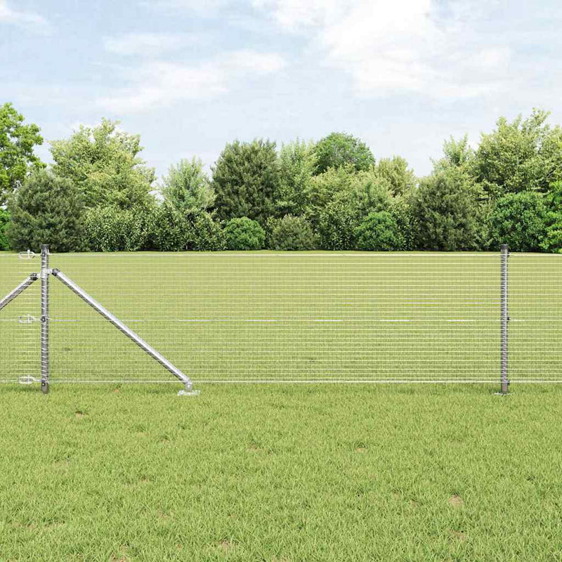vidaXL Kerítés oszlopokkal Ezüst 0.5 x 25 m Acél