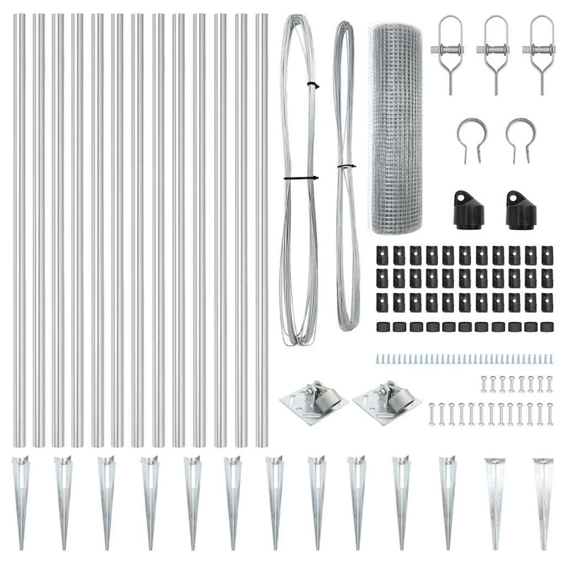 vidaXL Kerítés oszlopokkal Ezüst 0,6 x 25 m Acél