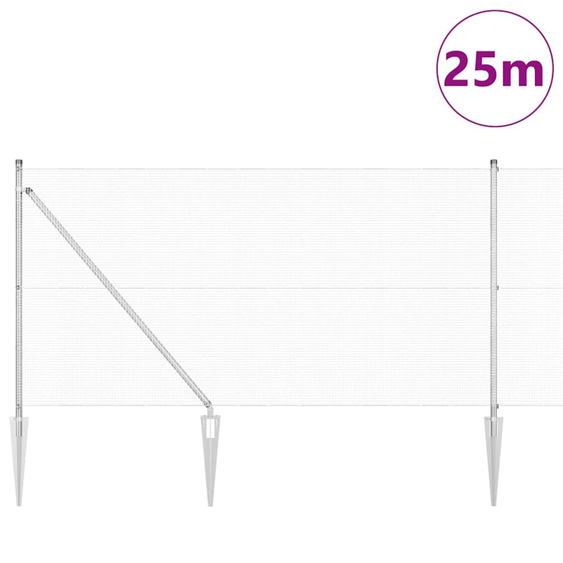 vidaXL Kerítés oszlopokkal Ezüst 1 x 25 m Acél