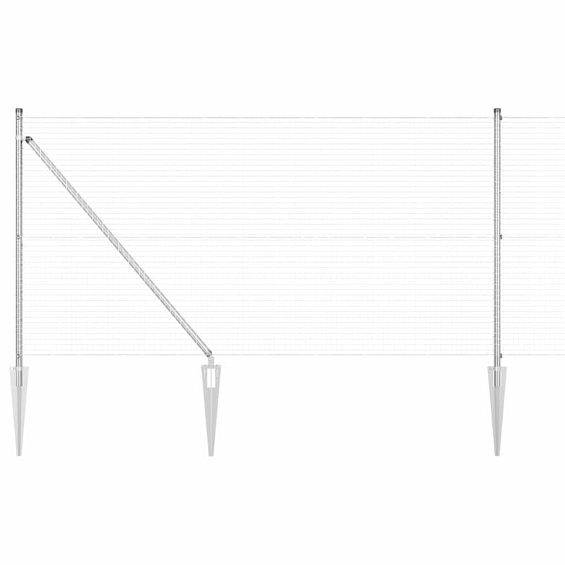 vidaXL Kerítés oszlopokkal Ezüst 1 x 25 m Acél