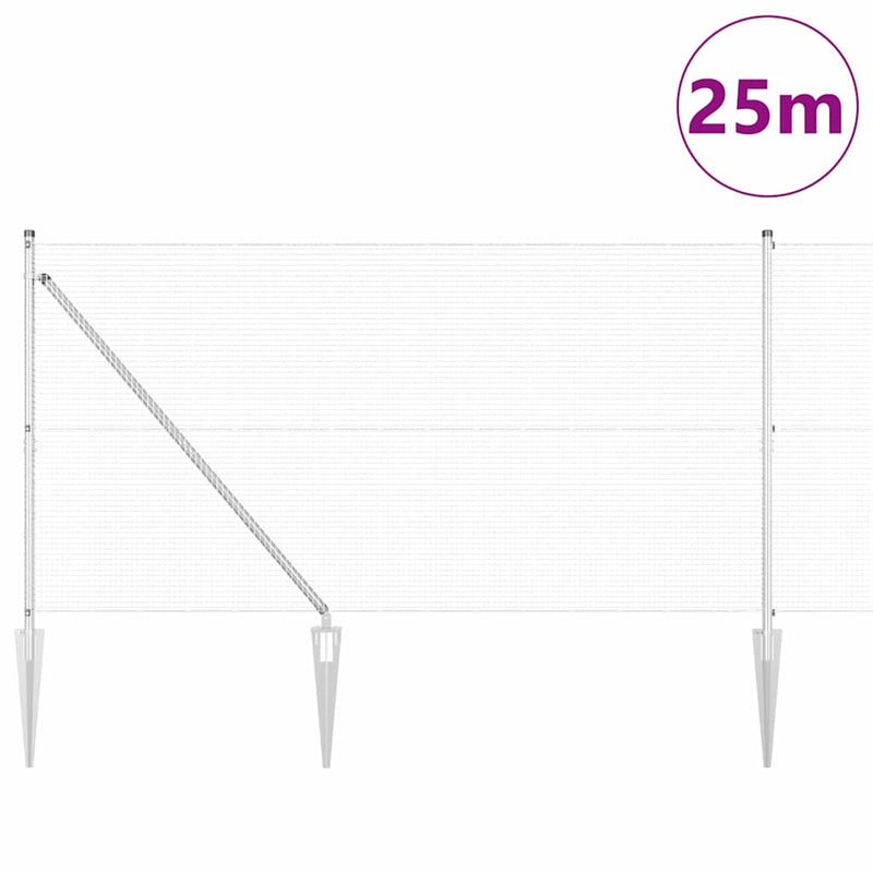 vidaXL Kerítés oszlopokkal Ezüst 1.2 x 25 m Acél