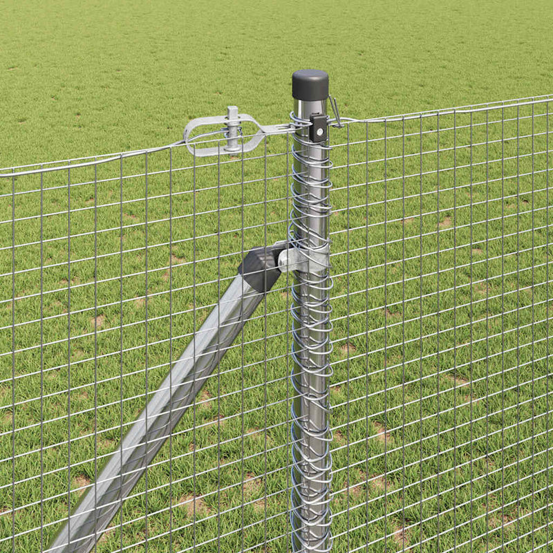 vidaXL Kerítés oszlopokkal Ezüst 1.4 x 25 m Acél