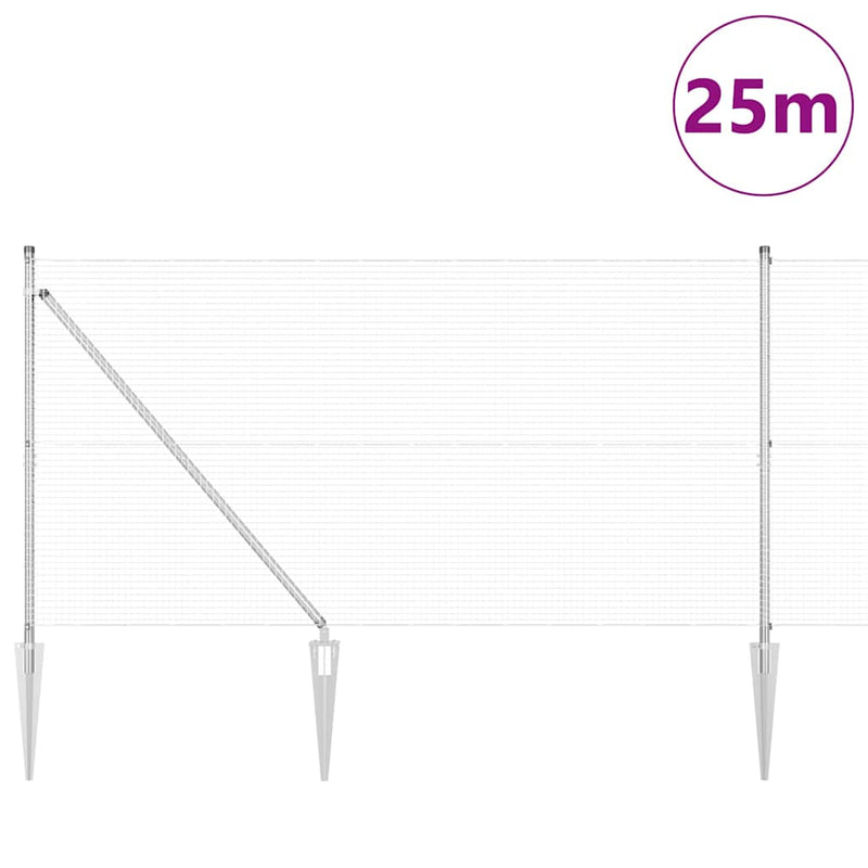 vidaXL Kerítés oszlopokkal Ezüst 1.4 x 25 m Acél